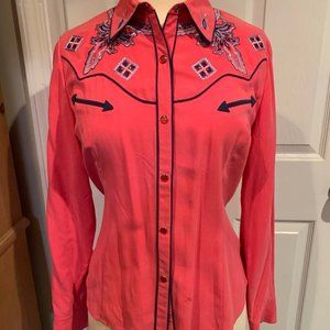 Vintage Designer Randolph Duke Pink Silk Western Boutique Blouse